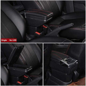 Planet Gates Single Black Red / Russian Federation Nissan Terrano 3 armrest box universal car BRV center console caja  modification accessories double raised with USB