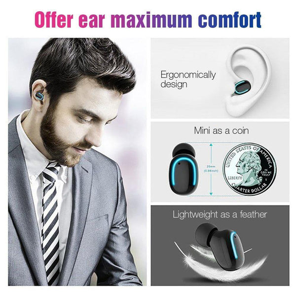 Planet Gates Single Ear Black TOMKAS Wireless Headphones 5.0 Stereo Earbuds Bluetooth Earphone Headphones TWS Wireless Bluetooth Headset with Charging Box