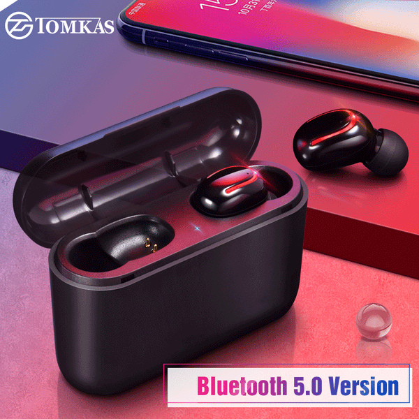 Planet Gates Single Ear Black TOMKAS Wireless Headphones 5.0 Stereo Earbuds Bluetooth Earphone Headphones TWS Wireless Bluetooth Headset with Charging Box