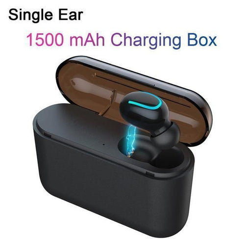 Planet Gates Single Ear Black TOMKAS Wireless Headphones 5.0 Stereo Earbuds Bluetooth Earphone Headphones TWS Wireless Bluetooth Headset with Charging Box