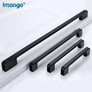 Planet Gates Single hole 96-320mm Cabinet Handle and Knobs Drawer Simple Pull Chest Bookcase Furniture Door Handles Wardrobe Garderobe Hardware Black