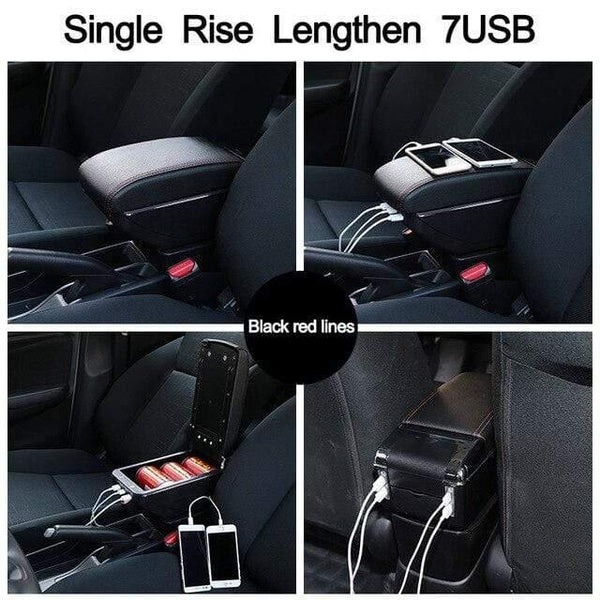 Planet Gates Single USB Black Red / Russian Federation Chevrolet Niva Armrest Box Niva 1 Universal Car Central Armrest Storage Box cup holder ashtray modification accessories