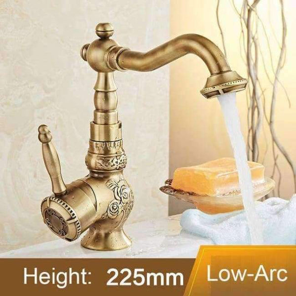 Planet Gates Sink Faucet - short Bathroom hardware set Antique Brass Carved Bathroom Products wall mounted brass Bathroom Accessories set shelf towel rack A2D