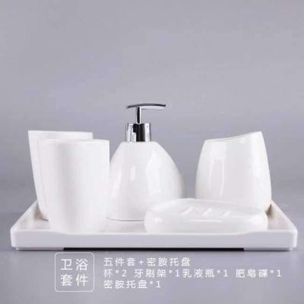 Planet Gates Six-piece Set 1 Six-piece Set ceramics Bathroom Accessories Set Soap Dispenser/Toothbrush Holder/Tumbler/Soap Dish Bathroom Products
