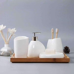 Planet Gates Six-piece Set Six-piece Set ceramics Bathroom Accessories Set Soap Dispenser/Toothbrush Holder/Tumbler/Soap Dish Bathroom Products