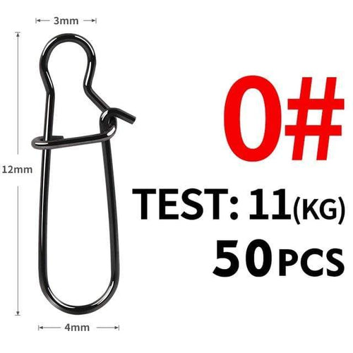 Planet Gates Size0 12mm 11kg 50pcs Stainless Steel Fishing Connector Fast Clip Lock Snap Swivel Solid Rings Safety Snaps Fishing Hook Tool Snap