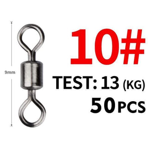Planet Gates Size10 5mm 13kg 50PCS/Lot Fishing Swivel Sizes Solid Connector Ball Bearing Snap Fishing Swivels Rolling Stainless Steel Beads