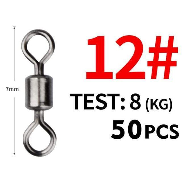 Planet Gates Size12 7mm 8kg 50PCS/Lot Fishing Swivel Sizes Solid Connector Ball Bearing Snap Fishing Swivels Rolling Stainless Steel Beads