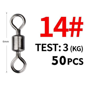 Planet Gates Size14 6mm 3kg 50PCS/Lot Fishing Swivel Sizes Solid Connector Ball Bearing Snap Fishing Swivels Rolling Stainless Steel Beads