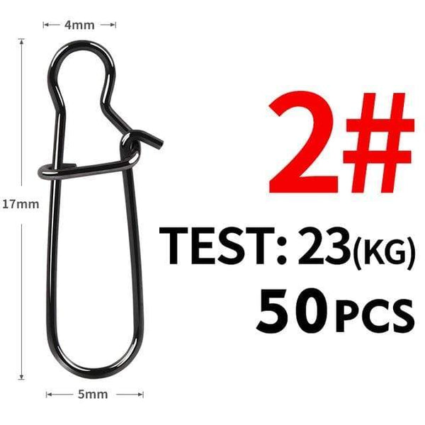 Planet Gates Size2 17mm 23kg 50pcs Stainless Steel Fishing Connector Fast Clip Lock Snap Swivel Solid Rings Safety Snaps Fishing Hook Tool Snap