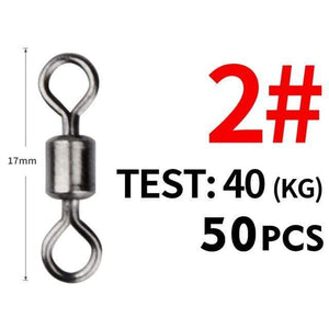 Planet Gates Size2 17mm 40kg 50PCS/Lot Fishing Swivel Sizes Solid Connector Ball Bearing Snap Fishing Swivels Rolling Stainless Steel Beads