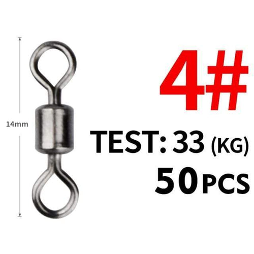 Planet Gates Size4 14mm 33kg 50PCS/Lot Fishing Swivel Sizes Solid Connector Ball Bearing Snap Fishing Swivels Rolling Stainless Steel Beads