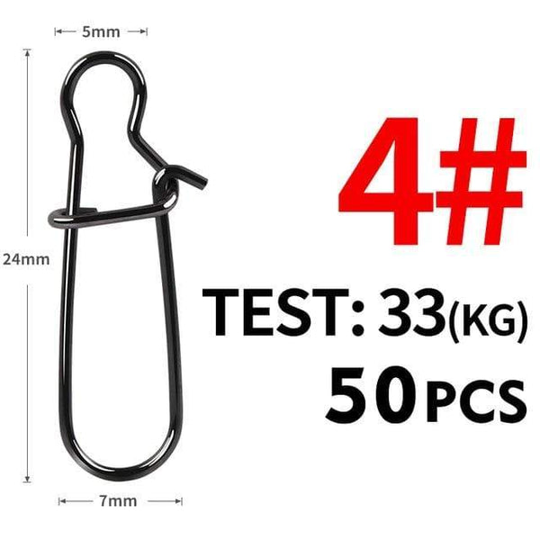 Planet Gates Size4 24mm 33kg 50pcs Stainless Steel Fishing Connector Fast Clip Lock Snap Swivel Solid Rings Safety Snaps Fishing Hook Tool Snap