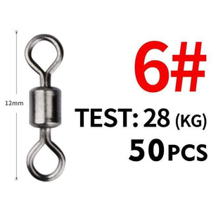 Planet Gates Size6 12mm 28kg 50PCS/Lot Fishing Swivel Sizes Solid Connector Ball Bearing Snap Fishing Swivels Rolling Stainless Steel Beads