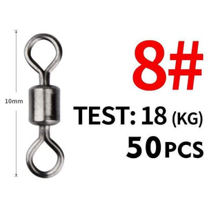 Planet Gates Size8 10mm 18kg 50PCS/Lot Fishing Swivel Sizes Solid Connector Ball Bearing Snap Fishing Swivels Rolling Stainless Steel Beads