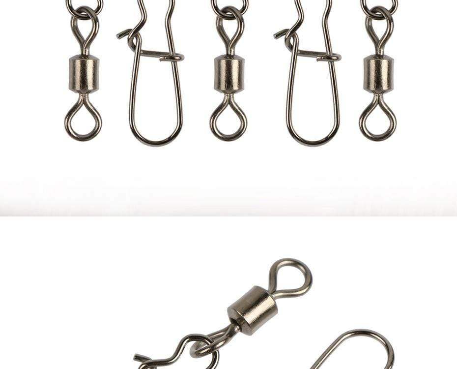 Planet Gates size8 22mm 12kg 200pcs/lot Swivel Fishing Hook Stainless Steel Rolling Swivel Hook With Snap Fishhook Lure Connector Fishing Tackle
