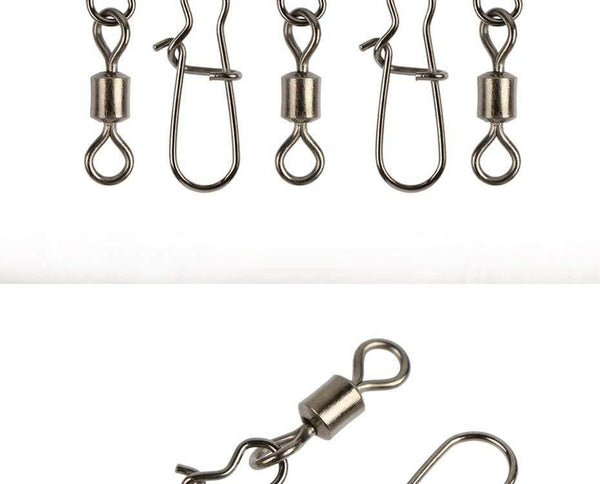 Planet Gates size8 22mm 12kg 200pcs/lot Swivel Fishing Hook Stainless Steel Rolling Swivel Hook With Snap Fishhook Lure Connector Fishing Tackle