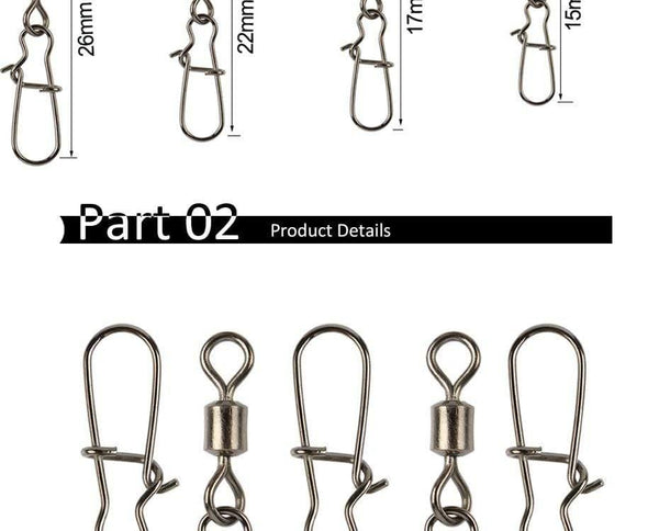 Planet Gates size8 22mm 12kg 200pcs/lot Swivel Fishing Hook Stainless Steel Rolling Swivel Hook With Snap Fishhook Lure Connector Fishing Tackle