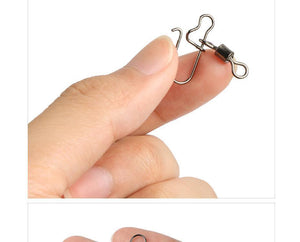Planet Gates size8 22mm 12kg 200pcs/lot Swivel Fishing Hook Stainless Steel Rolling Swivel Hook With Snap Fishhook Lure Connector Fishing Tackle