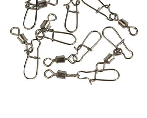 Planet Gates size8 22mm 12kg 200pcs/lot Swivel Fishing Hook Stainless Steel Rolling Swivel Hook With Snap Fishhook Lure Connector Fishing Tackle
