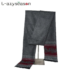 Planet Gates SJ006grayblack / 70.87 X11.81 INCH Men's Winter Cashmere Scarf Men Luxury Brand High Quality Neckerchief Winter Warm Soft Shawls