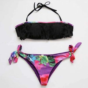 Planet Gates SJ17KA012-Beadeau / L Tropical Print swimsuit female Beadeau thong Floral bathing suit women bikini push up beach wear brazilian swimwear 2018