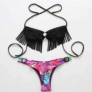 Planet Gates SJ17KA012-Bra / L Tropical Print swimsuit female Beadeau thong Floral bathing suit women bikini push up beach wear brazilian swimwear 2018