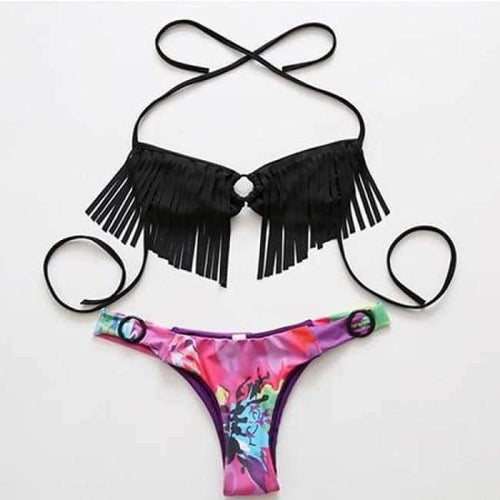 Planet Gates SJ17KA012-Bra / L Tropical Print swimsuit female Beadeau thong Floral bathing suit women bikini push up beach wear brazilian swimwear 2018