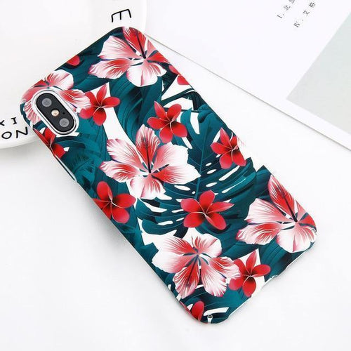 Planet Gates SJ3268 / For iPhone X USLION Marble Phone Case For iPhone XS Max XR X Cherry Rose Floral Camellia Flower Case For iPhone 7 8 6 6S Plus Hard PC Cover