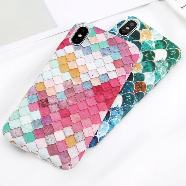 Planet Gates SJ3268 / For iPhone X USLION Marble Phone Case For iPhone XS Max XR X Cherry Rose Floral Camellia Flower Case For iPhone 7 8 6 6S Plus Hard PC Cover