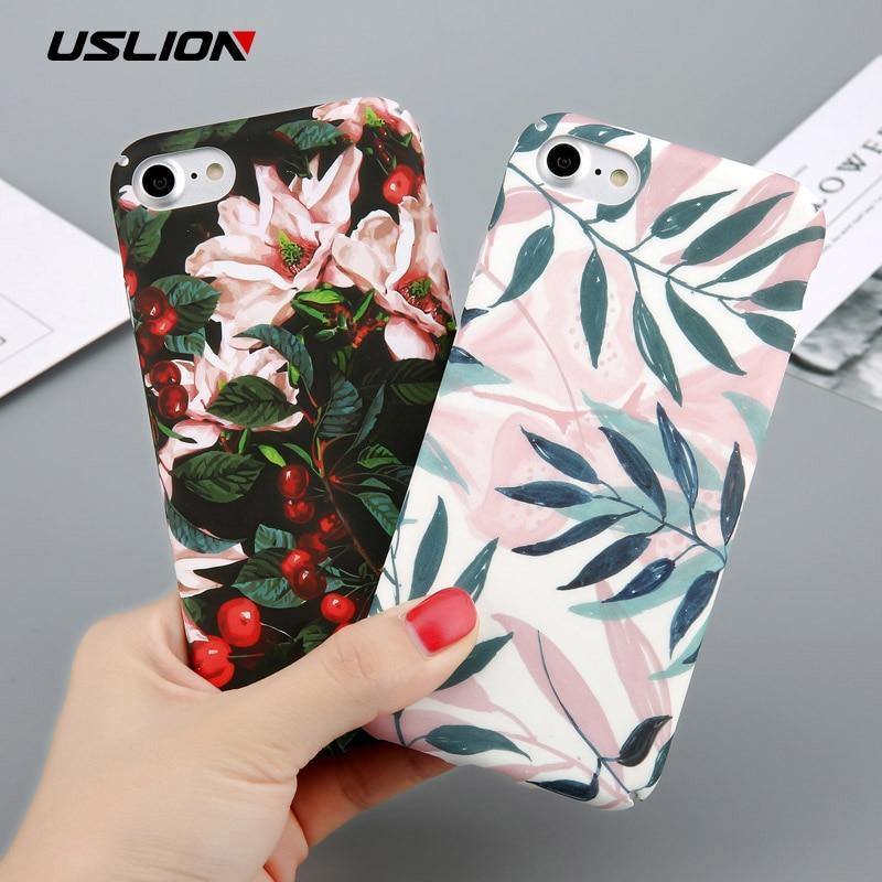 Planet Gates SJ3270 / For iPhone 6 6s USLION Case For iPhone 7 6 X XR XS Max Flower Cherry Tree Hard PC Phone Cases Candy Colors Leaves Cover For iPhone 6 6s 7 8 Plus