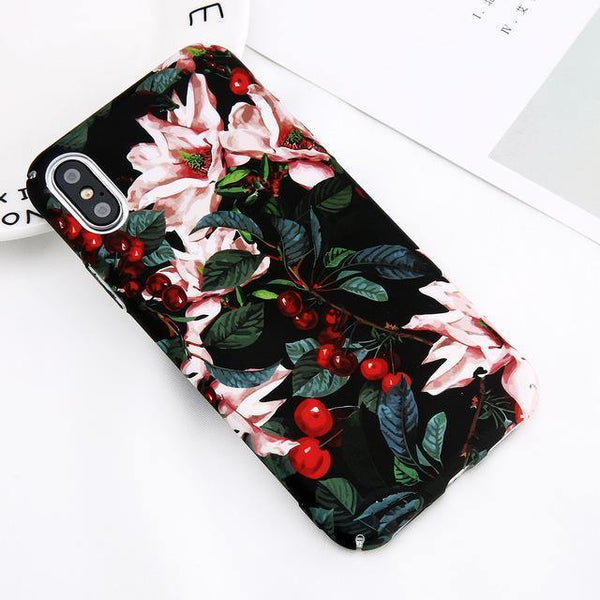 Planet Gates SJ3420 / For iPhone X USLION Marble Phone Case For iPhone XS Max XR X Cherry Rose Floral Camellia Flower Case For iPhone 7 8 6 6S Plus Hard PC Cover