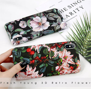 Planet Gates SJ3420 / For iPhone XS USLION Case For iPhone XR XS Max X 8 7 Plus Flower Leaves Phone Cases for iPhone 7 6 6s Plus 5 5s SE Hard PC Full Back Cover