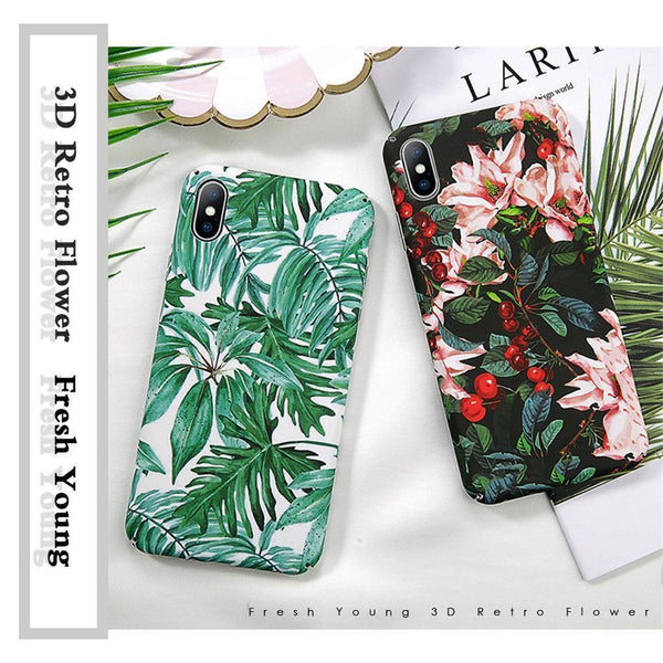 Planet Gates SJ3420 / For iPhone XS USLION Case For iPhone XR XS Max X 8 7 Plus Flower Leaves Phone Cases for iPhone 7 6 6s Plus 5 5s SE Hard PC Full Back Cover