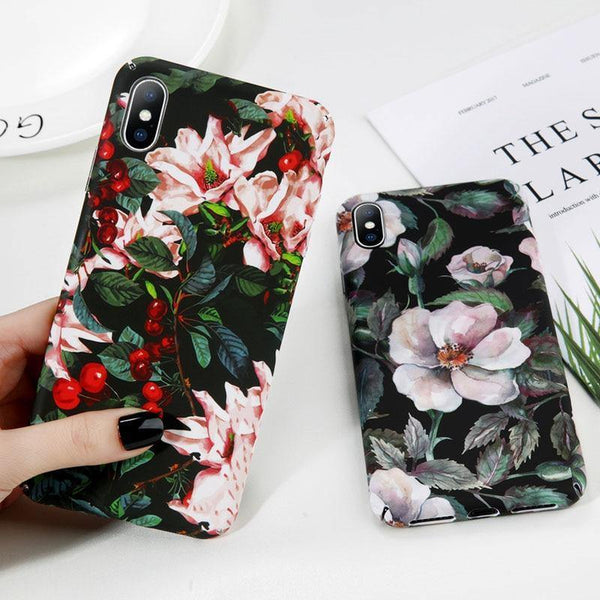 Planet Gates SJ3420 / For iPhone XS USLION Case For iPhone XR XS Max X 8 7 Plus Flower Leaves Phone Cases for iPhone 7 6 6s Plus 5 5s SE Hard PC Full Back Cover