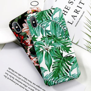 Planet Gates SJ3420 / For iPhone XS USLION Case For iPhone XR XS Max X 8 7 Plus Flower Leaves Phone Cases for iPhone 7 6 6s Plus 5 5s SE Hard PC Full Back Cover