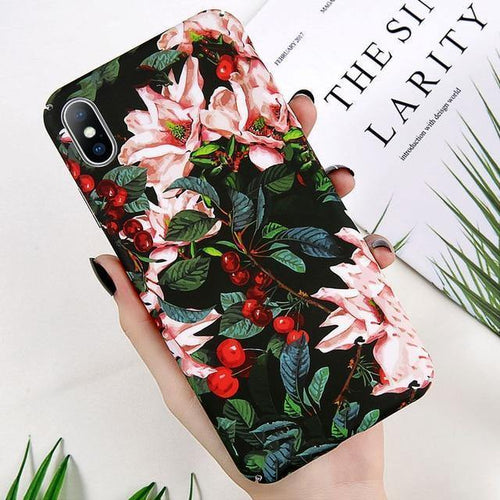 Planet Gates SJ3420 / For iPhone XS USLION Case For iPhone XR XS Max X 8 7 Plus Flower Leaves Phone Cases for iPhone 7 6 6s Plus 5 5s SE Hard PC Full Back Cover