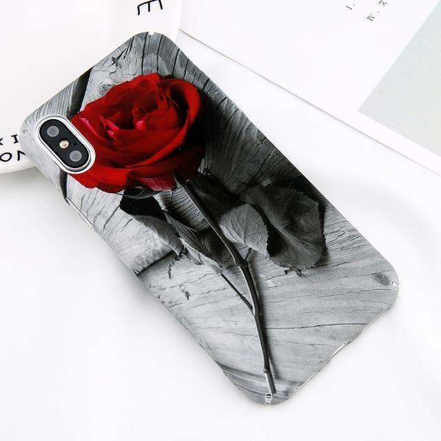 Planet Gates SJ3268 / For iPhone X USLION Marble Phone Case For iPhone XS Max XR X Cherry Rose Floral Camellia Flower Case For iPhone 7 8 6 6S Plus Hard PC Cover