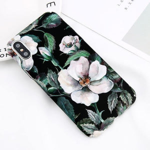 Planet Gates SJ6207 / For iPhone X USLION Marble Phone Case For iPhone XS Max XR X Cherry Rose Floral Camellia Flower Case For iPhone 7 8 6 6S Plus Hard PC Cover