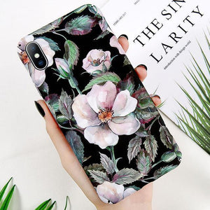 Planet Gates SJ6207 / For iPhone XS USLION Case For iPhone XR XS Max X 8 7 Plus Flower Leaves Phone Cases for iPhone 7 6 6s Plus 5 5s SE Hard PC Full Back Cover