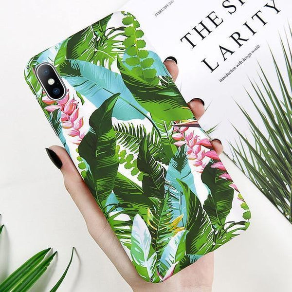 Planet Gates SJ6276 / For iPhone XS USLION Case For iPhone XR XS Max X 8 7 Plus Flower Leaves Phone Cases for iPhone 7 6 6s Plus 5 5s SE Hard PC Full Back Cover