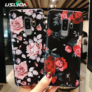 Planet Gates SJ6280 / For Galaxy Note 9 USLION Flower Phone Case For Samsung Galaxy S9 S8 Plus Matte Rose Floral Leaves Back Cover For Samsung Note 9 Soft TPU Cases