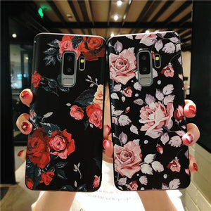 Planet Gates SJ6280 / For Galaxy Note 9 USLION Flower Phone Case For Samsung Galaxy S9 S8 Plus Matte Rose Floral Leaves Back Cover For Samsung Note 9 Soft TPU Cases