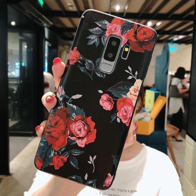 Planet Gates SJ6280 / For Galaxy Note 9 USLION Flower Phone Case For Samsung Galaxy S9 S8 Plus Matte Rose Floral Leaves Back Cover For Samsung Note 9 Soft TPU Cases