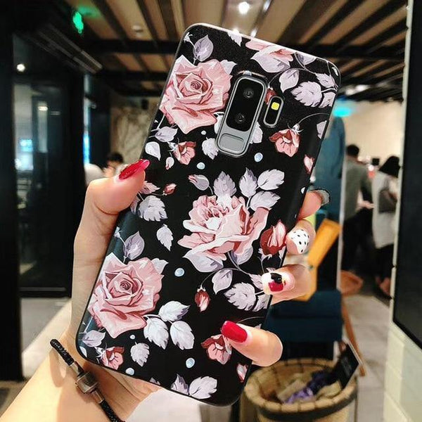 Planet Gates SJ6281 / For Galaxy Note 9 USLION Flower Phone Case For Samsung Galaxy S9 S8 Plus Matte Rose Floral Leaves Back Cover For Samsung Note 9 Soft TPU Cases