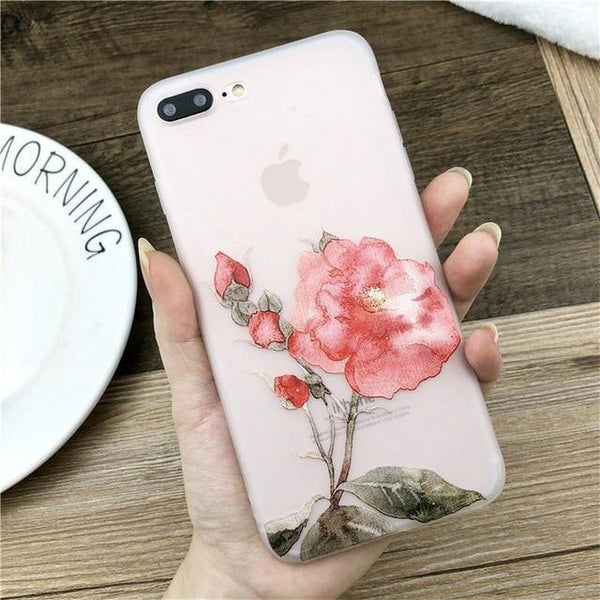 Planet Gates SJ7531 / For iPhone X USLION Lotus Flower Case For iPhone 8 Plus XS Max XR 3D Relief Rose Floral Phone Case For iPhone X 7 6 6S Plus 5 SE TPU Cover