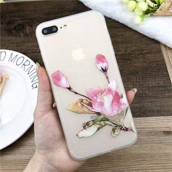 Planet Gates SJ7532 / For iPhone X USLION Lotus Flower Case For iPhone 8 Plus XS Max XR 3D Relief Rose Floral Phone Case For iPhone X 7 6 6S Plus 5 SE TPU Cover