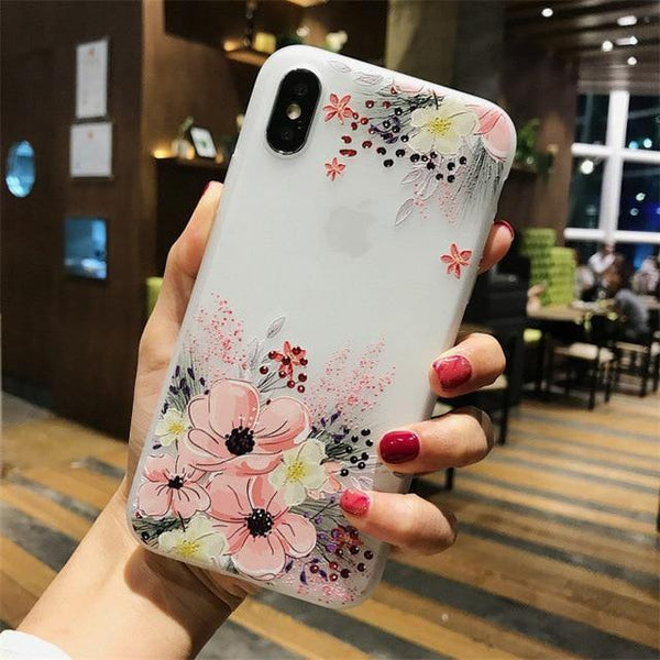 Planet Gates SJ7586 / For iPhone X USLION Lotus Flower Case For iPhone 8 Plus XS Max XR 3D Relief Rose Floral Phone Case For iPhone X 7 6 6S Plus 5 SE TPU Cover