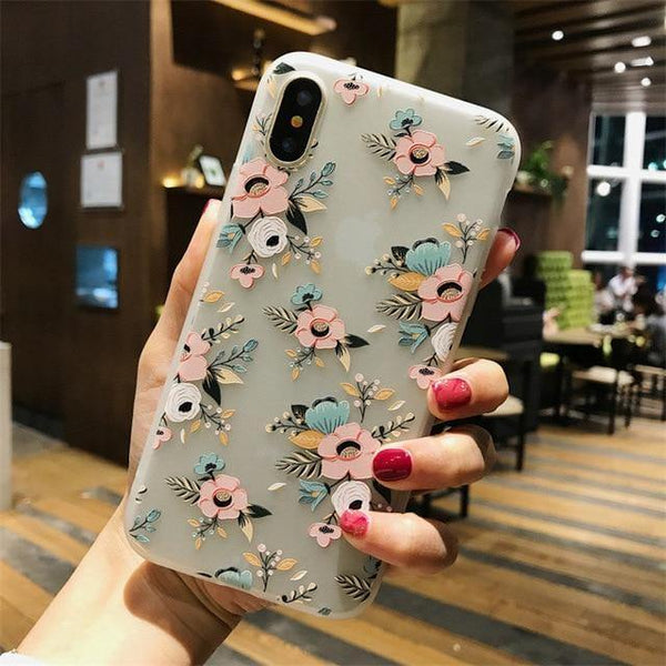 Planet Gates SJ7587 / For iPhone X USLION Lotus Flower Case For iPhone 8 Plus XS Max XR 3D Relief Rose Floral Phone Case For iPhone X 7 6 6S Plus 5 SE TPU Cover