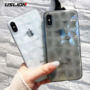 Planet Gates SJ8571 Black / For iPhone X USLION Clear Diamond Pattern Case For iPhone XR XS MAX X 8 7 6 Plus Soft TPU Phone Cover For iPhone 7 6s Plus Transparent Cases